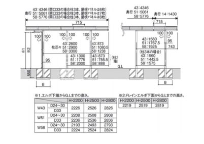 図面画像延長セルフィカーポート三協アルミ