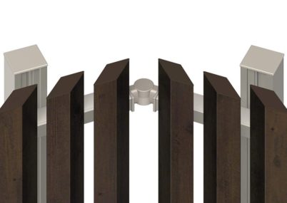 フェンス拡大画像 Ｍ5型 木調角度板格子片面 高尺タイプエルファード 三協アルミ