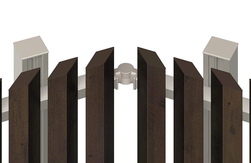 フェンス拡大画像 Ｍ5型 木調角度板格子片面 高尺タイプエルファード 三協アルミ